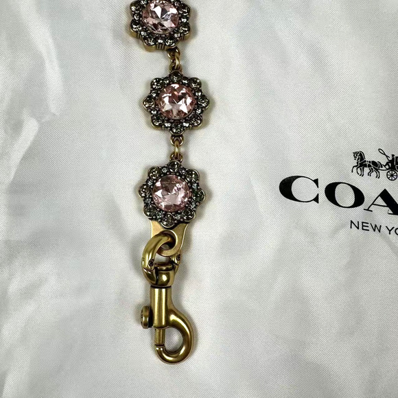 Coach Short Jewelry Chain Strap In Brass/Pink Multi CAU47 NWT - Picture 3 of 7